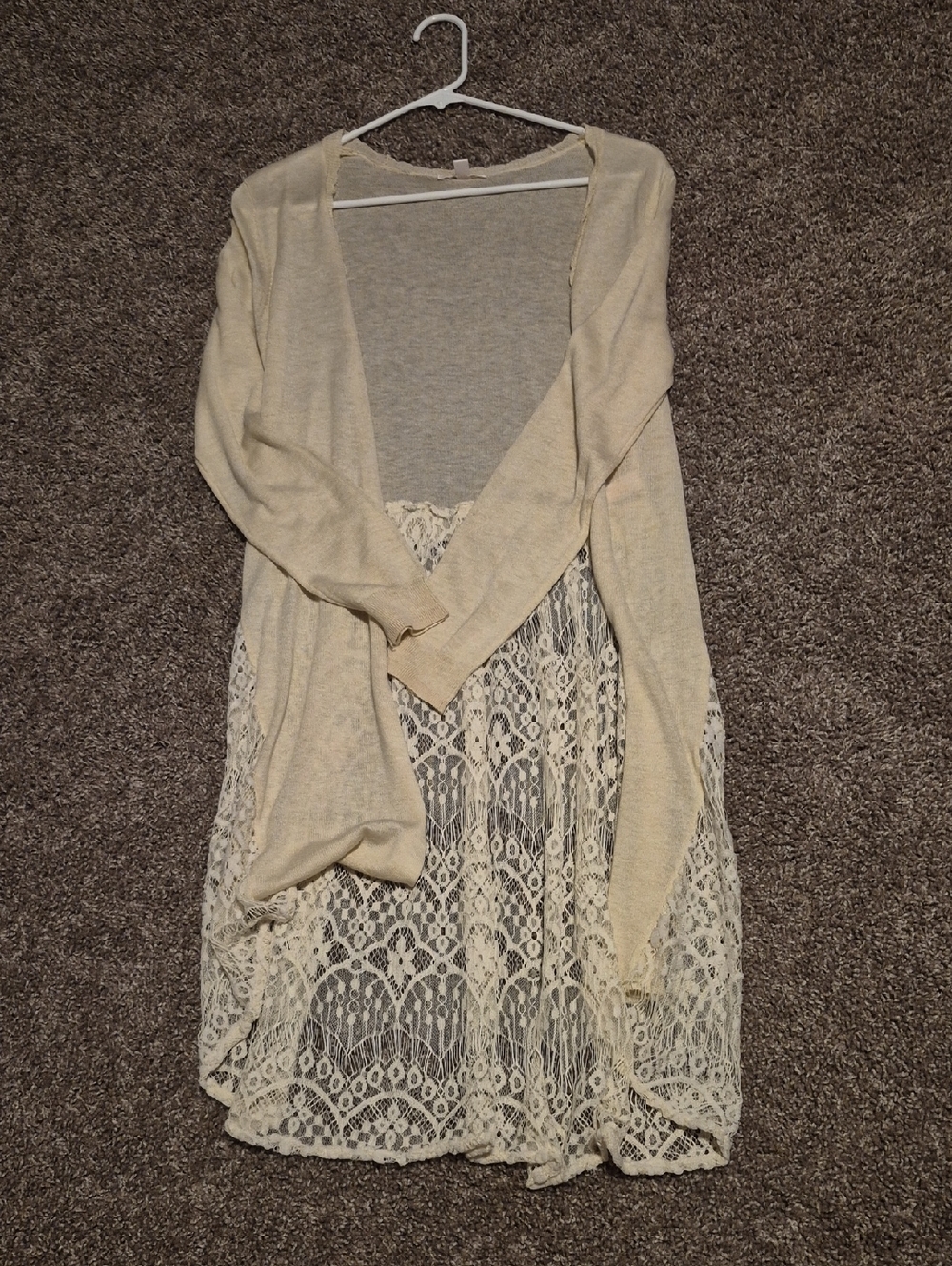 LC Lauren Conrad Cream Lace Cardigan